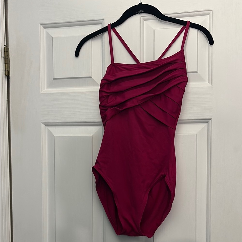 Raspberry pink ballet leotard strappy back - Adult M